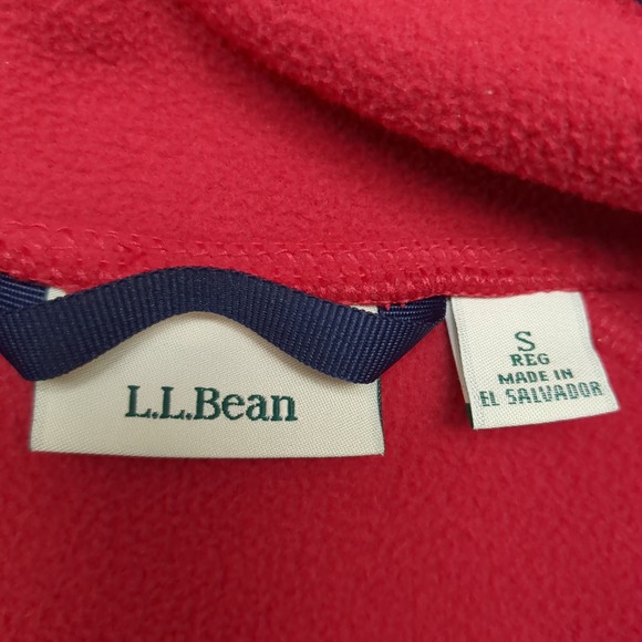 LL Bean Red Fleece Quarter Zip Pullover Sweatshirt Size S - Picture 8 of 9